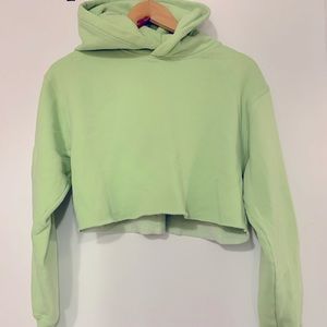 Aritzia Cropped Hoodie. Lime Green.
